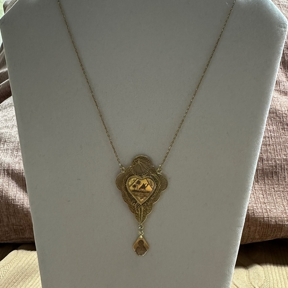 Elegant Gold plated Silver filigree Vintage Egyptian necklace